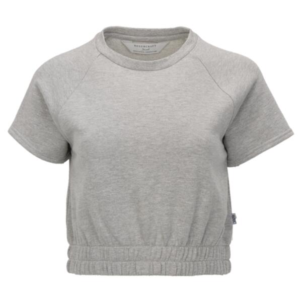 Women's French Terry Short Sleeve Cropped Crewneck Sweatshirt Thumbnail