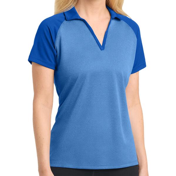 Women's PosiCharge ® RacerMesh ® Raglan Heather Block Polo Thumbnail