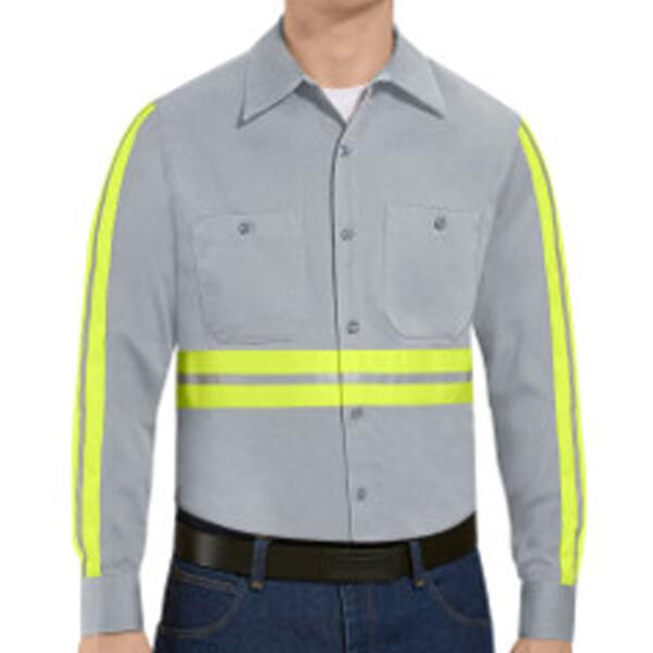 Men's Tall Enhanced Visibility Long Sleeve Cotton Work Shirt Thumbnail
